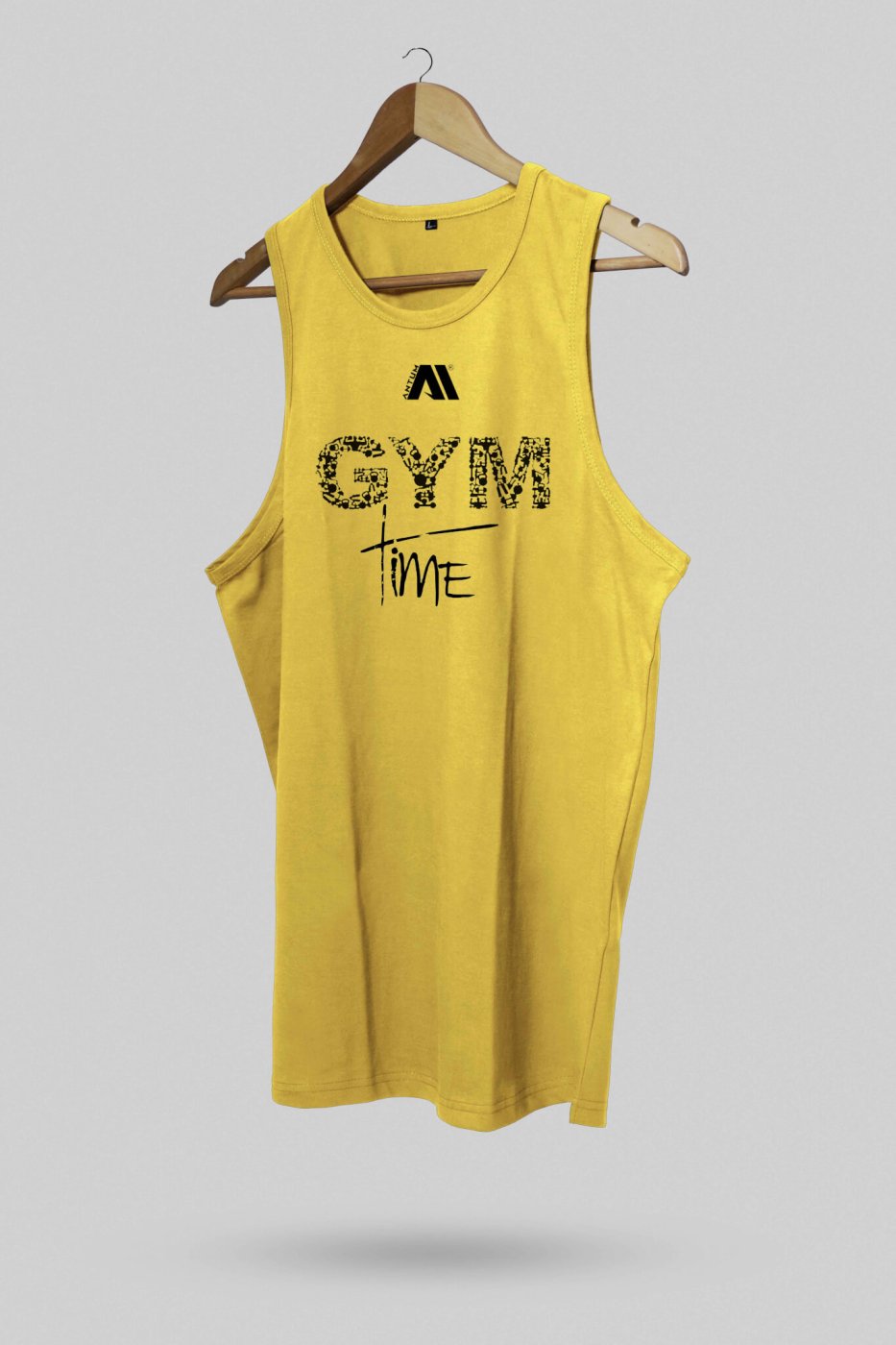 Lemon Yellow Colour Cotton Sleeveless t-shirt sando (Quote: GYM Ti