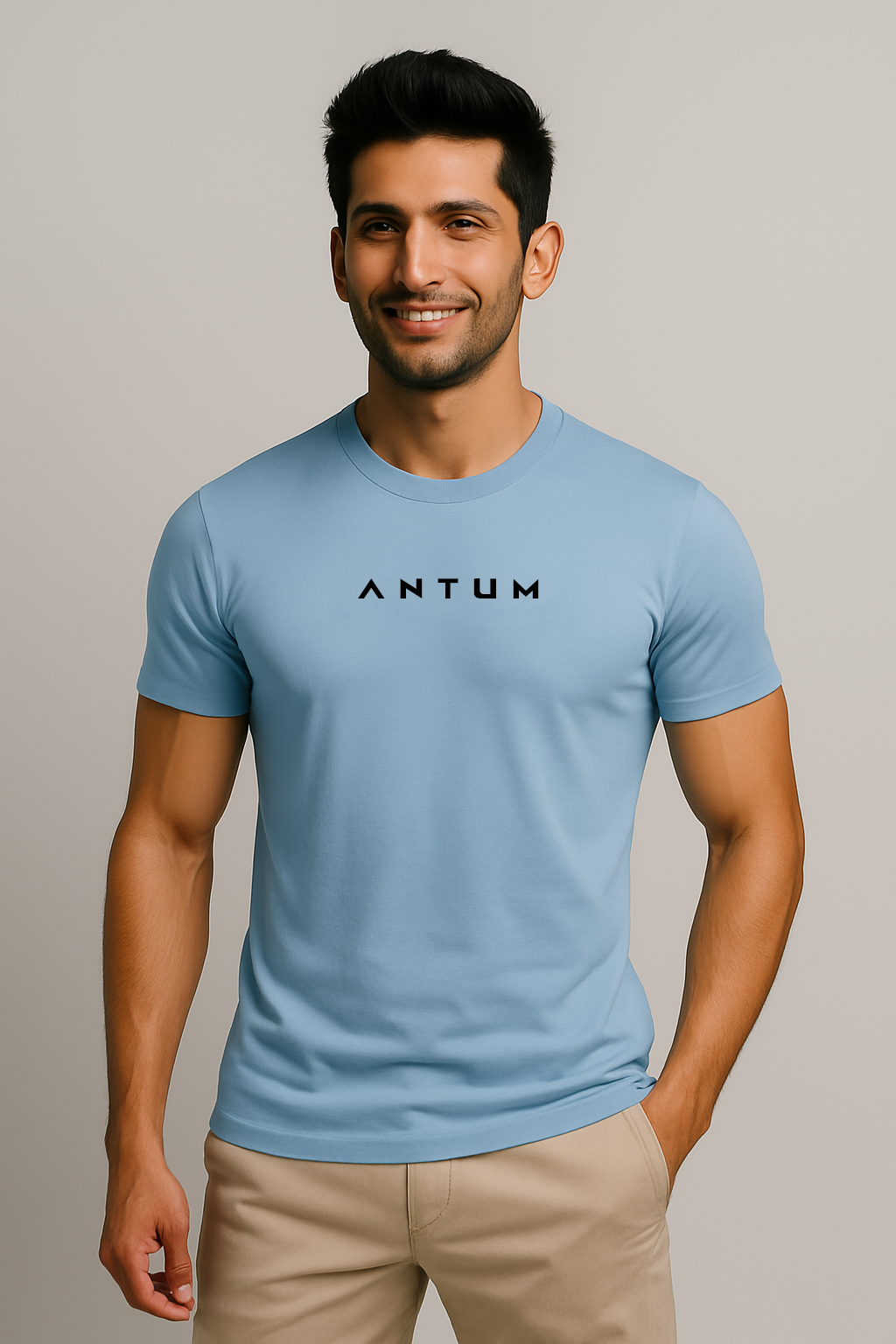 Men’s light blue lycra comfort fit T-shirt
