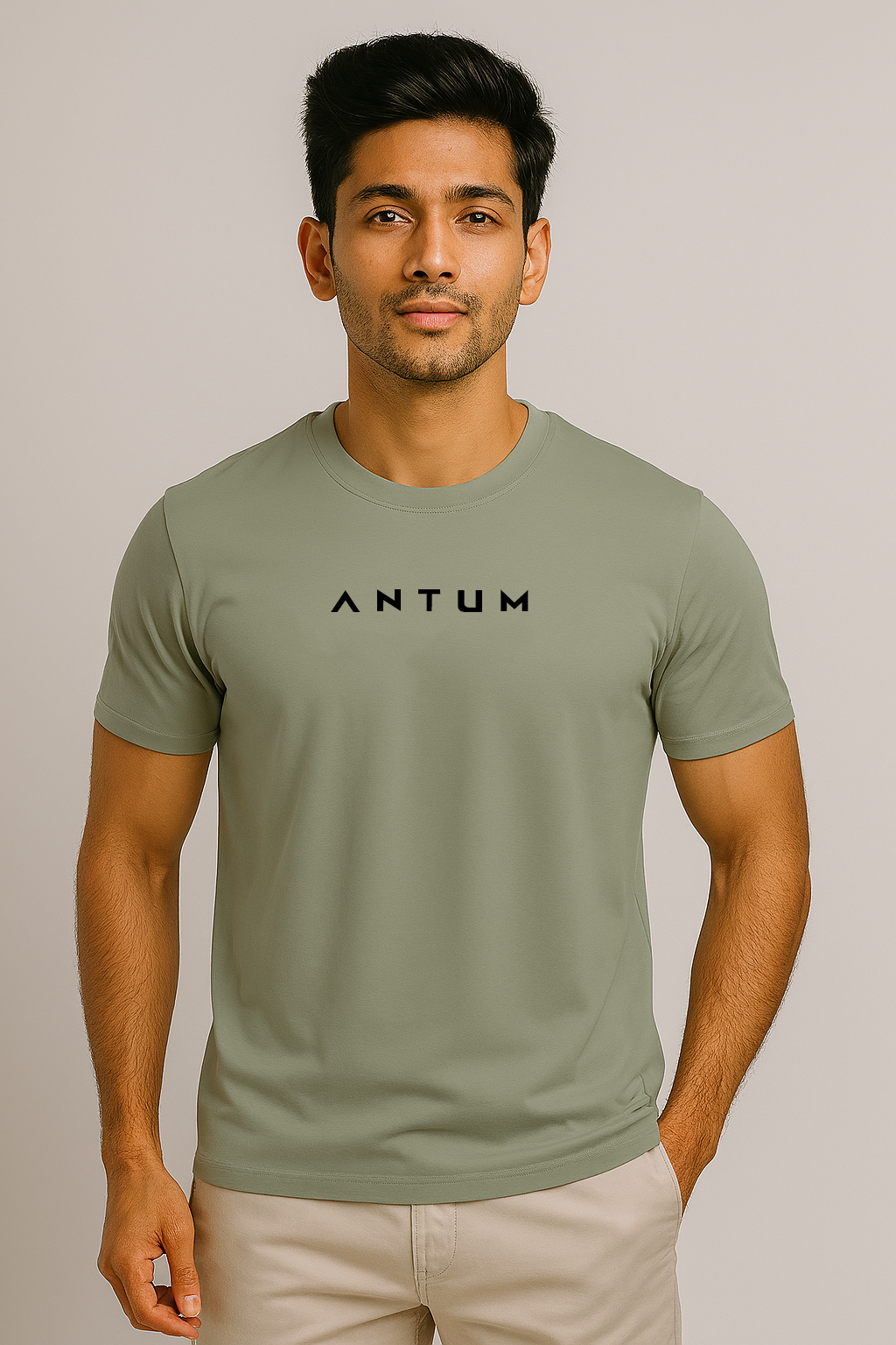 Men’s pista green lycra comfort fit T-shirt
