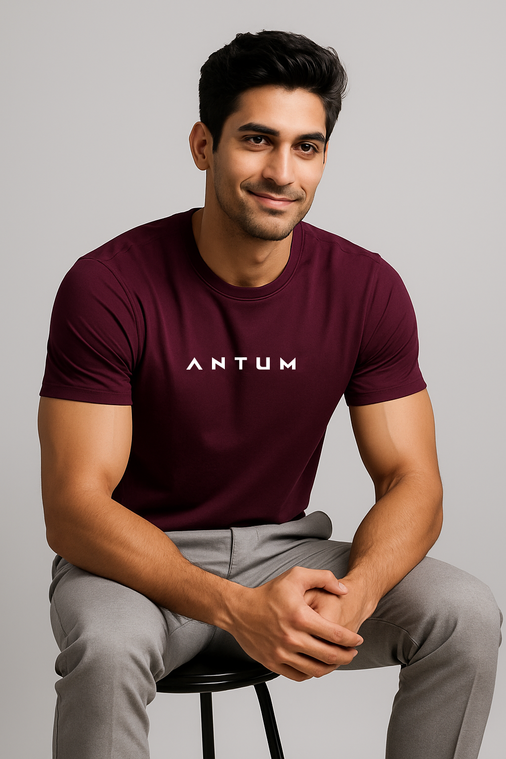 Men’s wine lycra comfort fit T-shirt