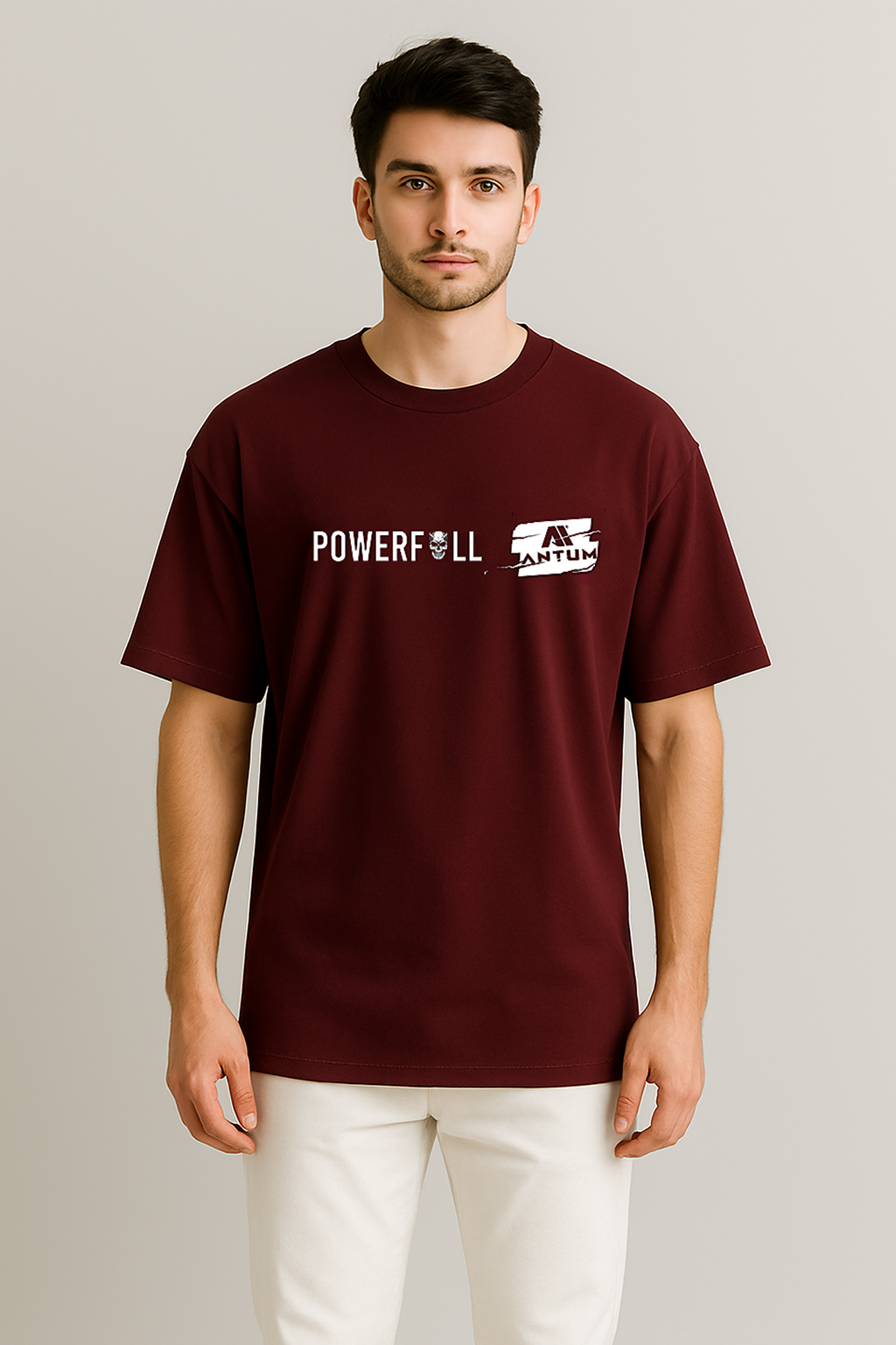 Men’s wine cotton oversize T-shirt