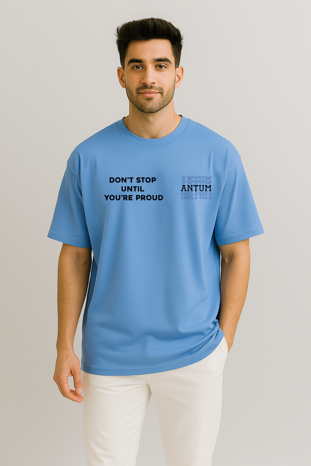 Men’s sky blue cotton oversize T-shirt
