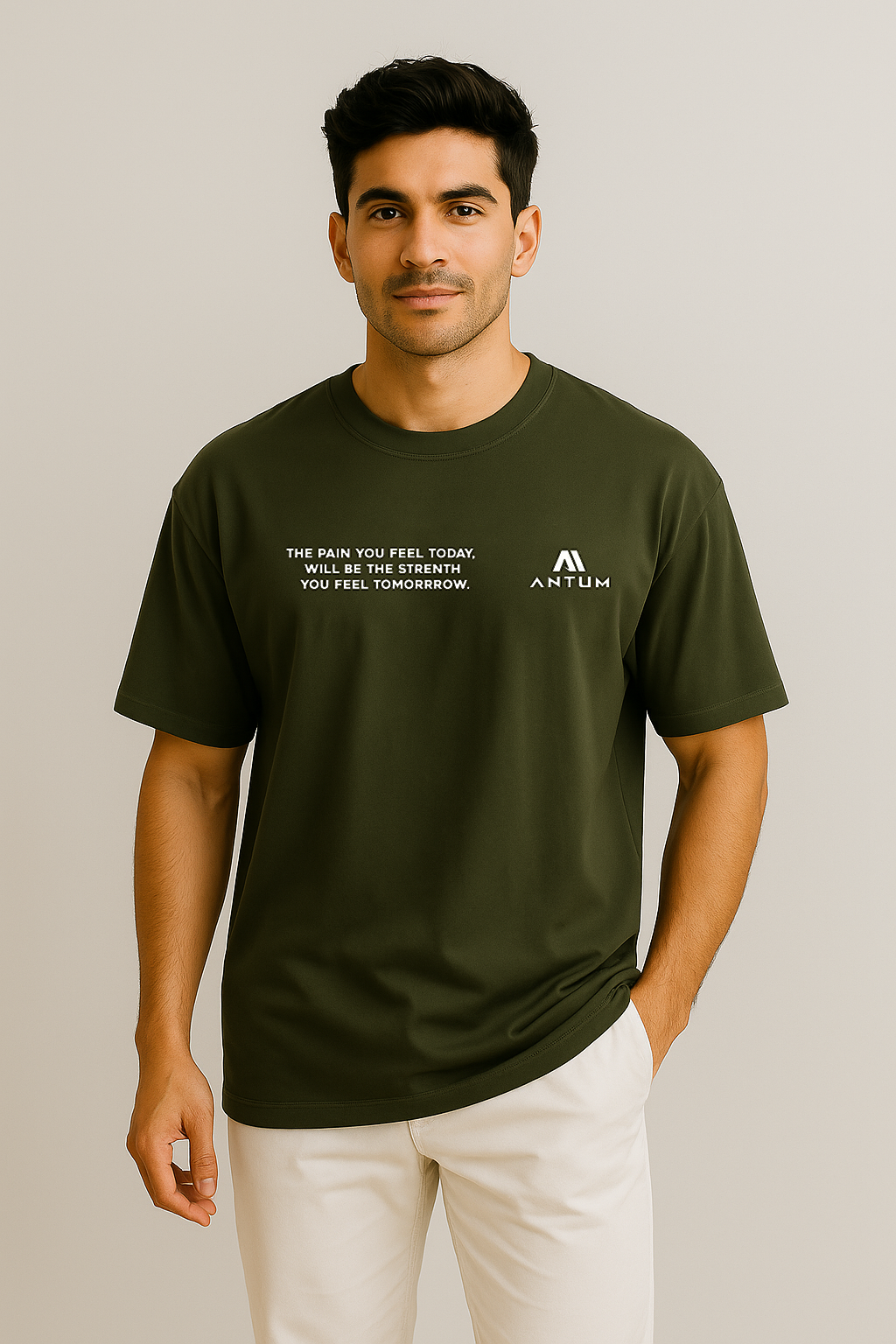 Men’s military green cotton oversize T-shirt