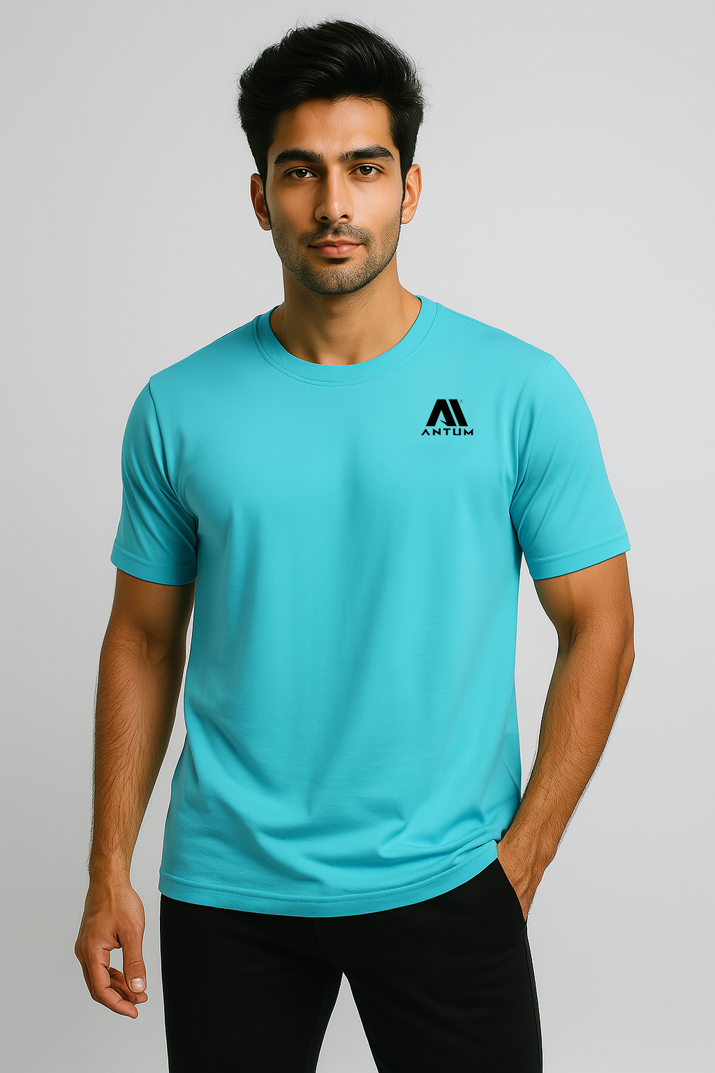 Men’s teal blue dryfit comfort fit T-shirt