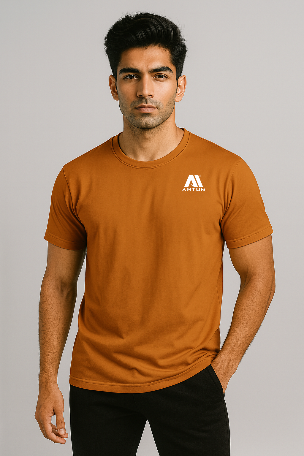 Men’s rust brown dryfit comfort fit T-shirt