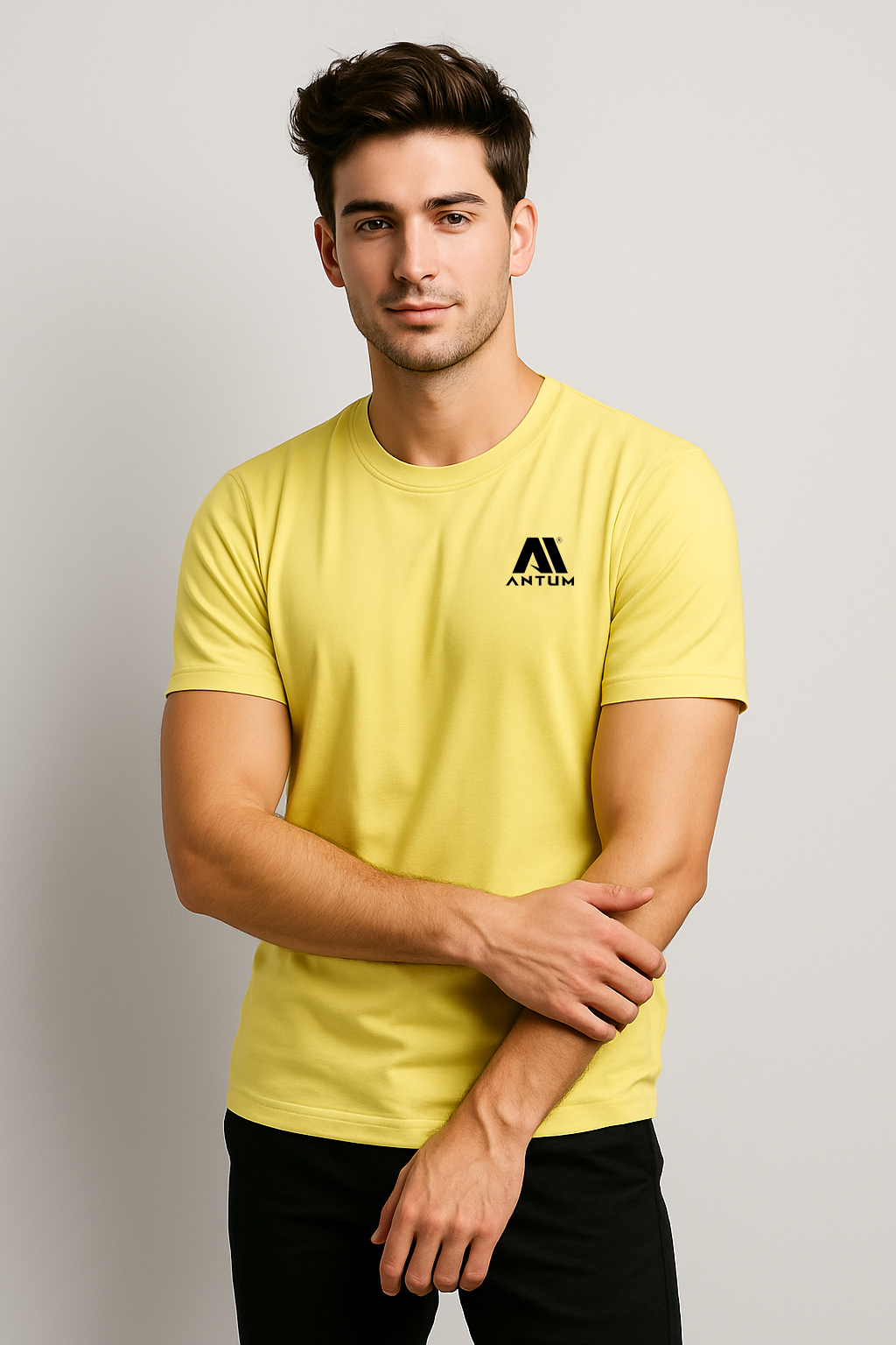 Men’s lemon yellow dryfit comfort fit T-shirt