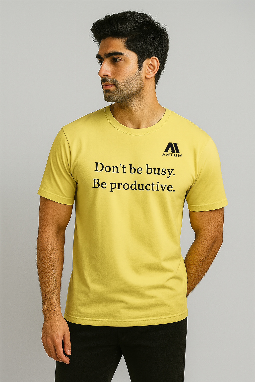 Men’s yellow dryfit comfort fit quote T-shirt