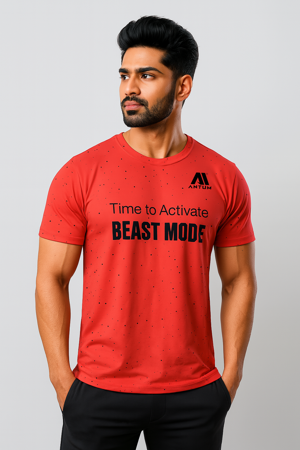 Men’s red dryfit lycra comfort fit quote T-shirt
