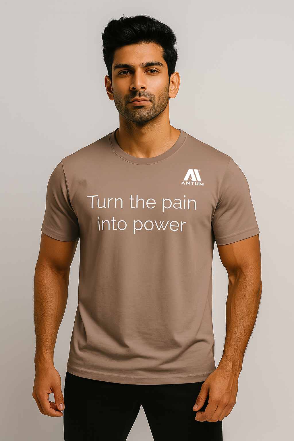 Men’s coral beige dryfit comfort fit quote T-shirt