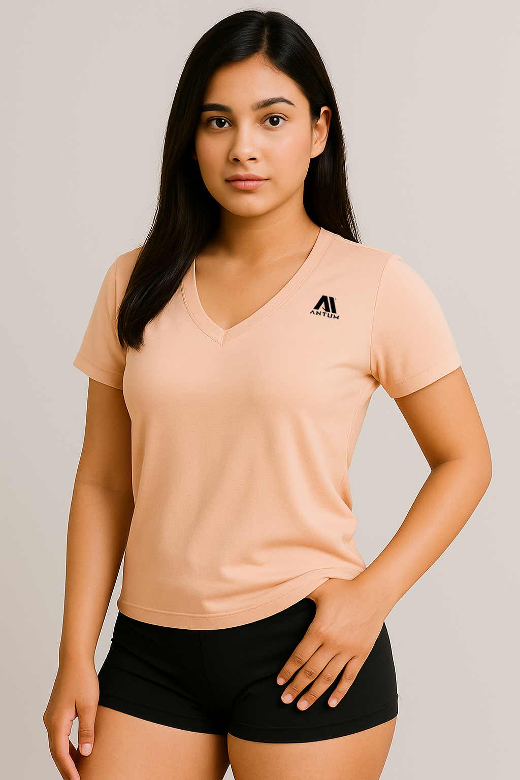 Women's peach v neck t-shirt