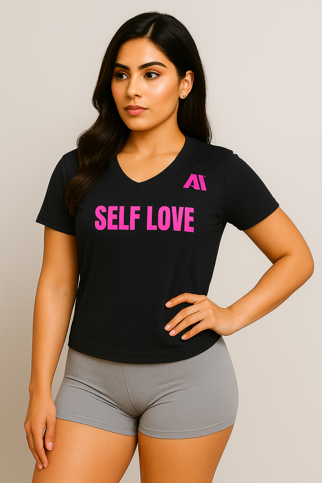Women's jet black dryfit v neck t-shirt