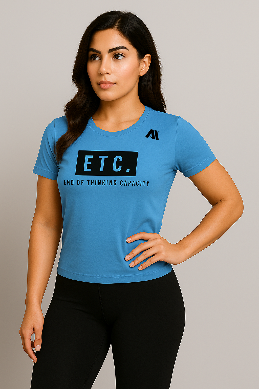 Women's aqua blue dryfit round neck t-shirt 