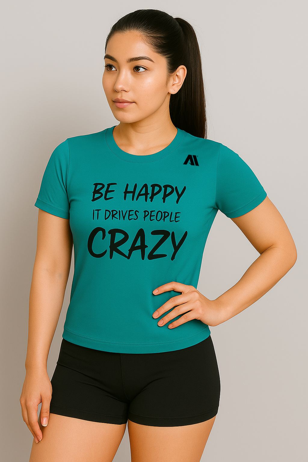 Women's sea green cotton round neck t-shirt