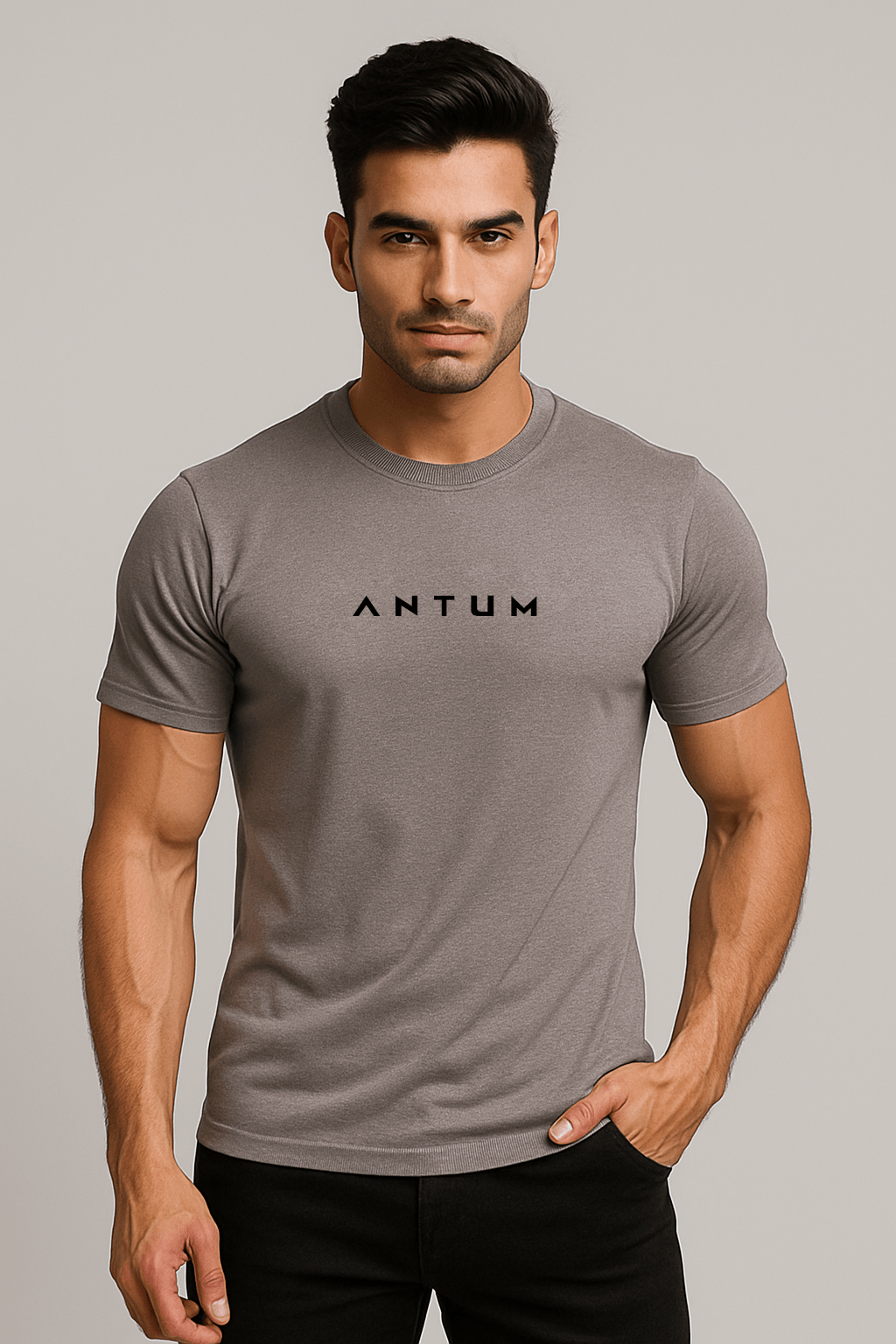 Men’s dark grey lycra comfort fit T-shirt