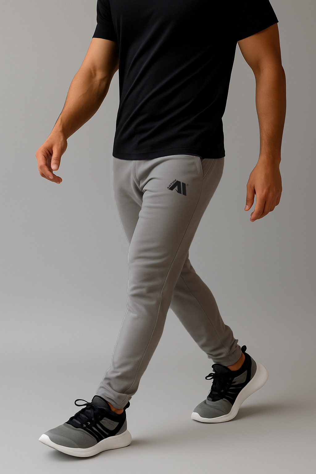 Men's dark grey poly lycra track pants 