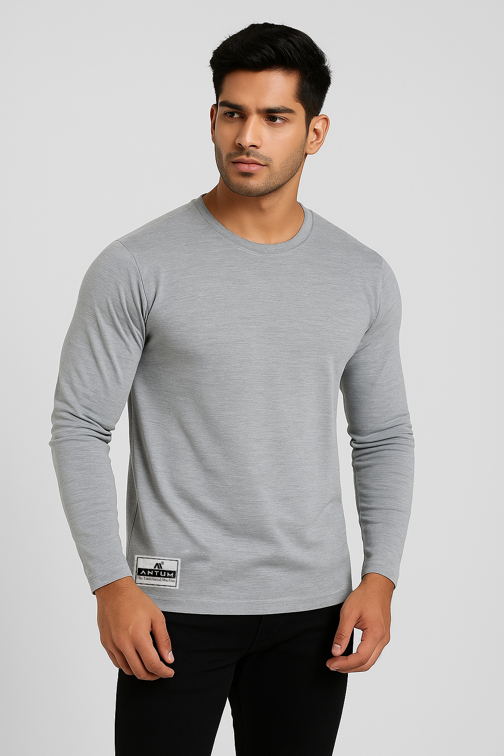 Men’s grey full sleeves comfort fit T-shirt
