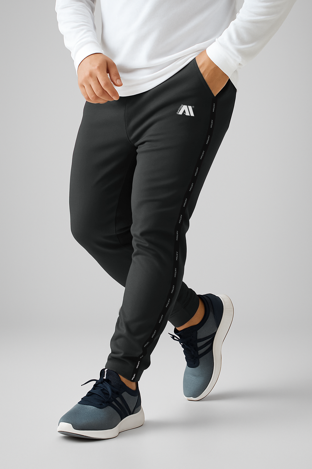 Men's grey poly lycra track pants 