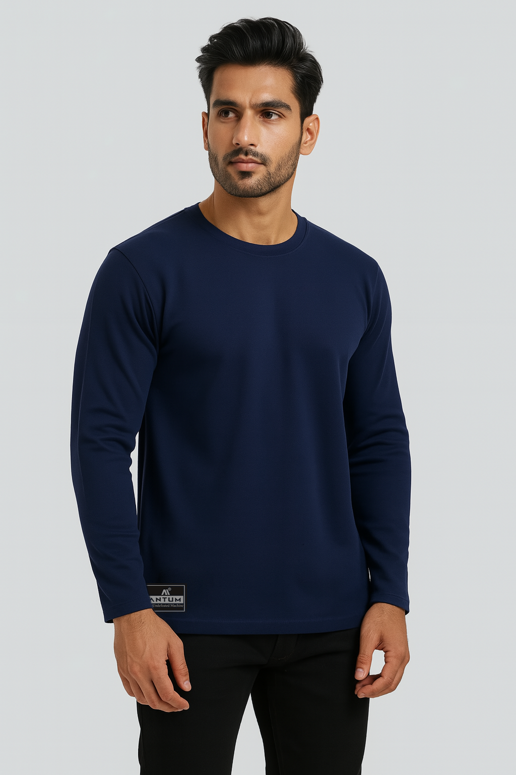 Men’s navy blue full sleeves comfort fit T-shirt
