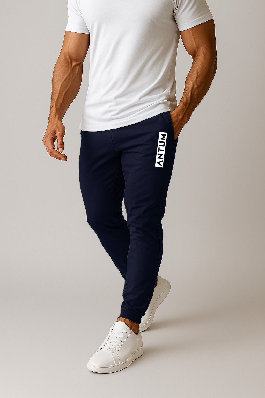 Men's navy blue lycra track pants 