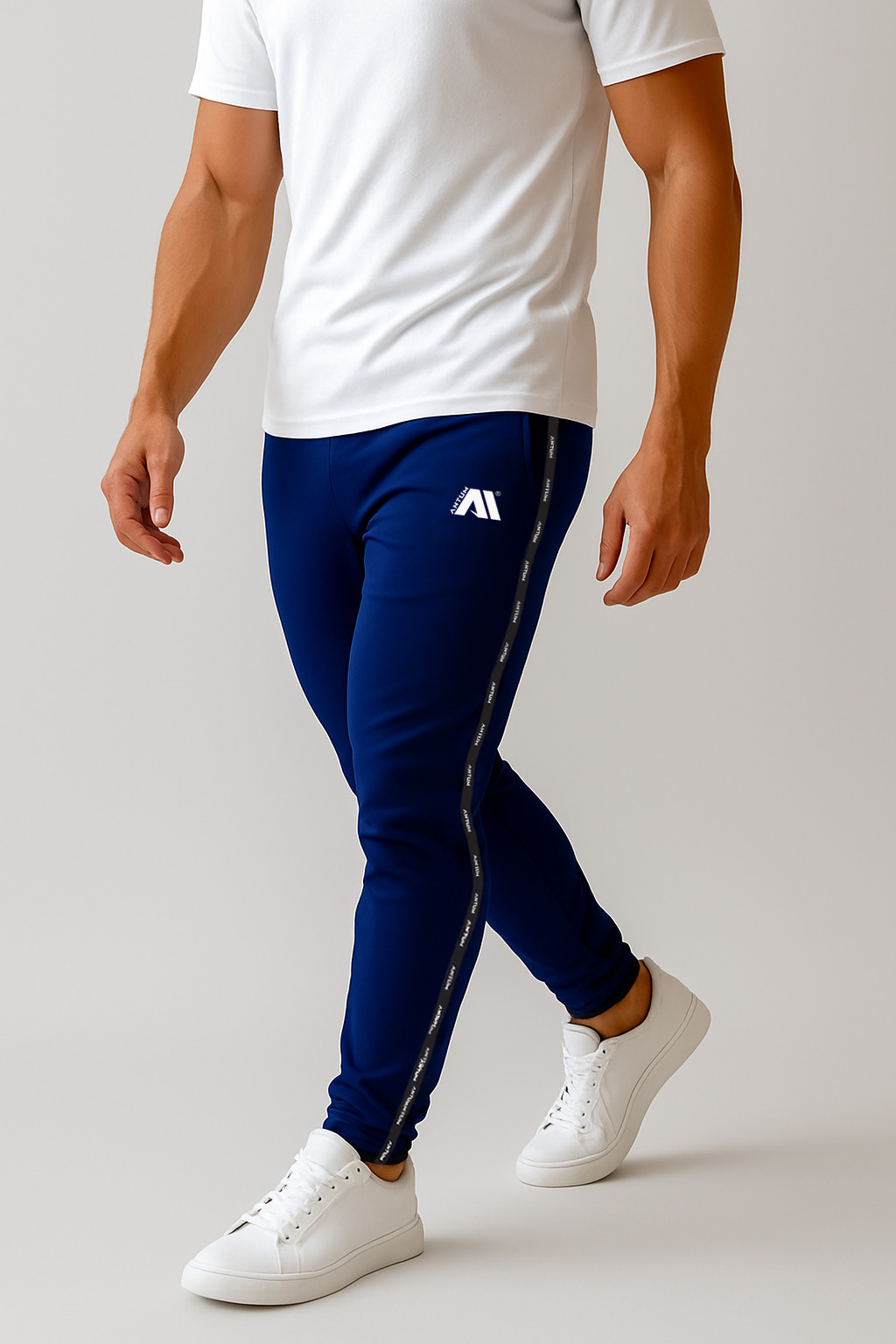 Men's royal blue poly lycra track pants 