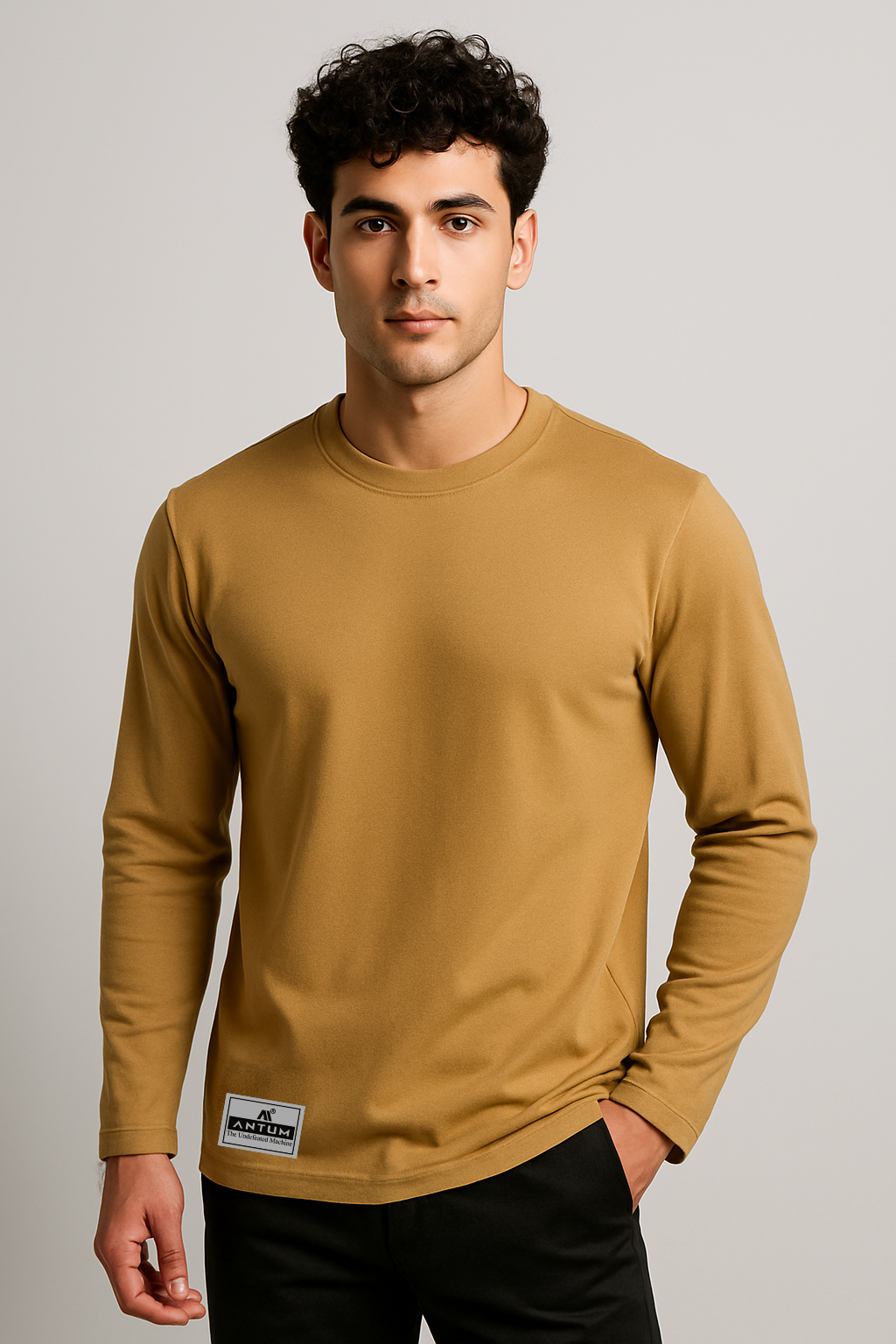 Men’s sand full sleeves comfort fit T-shirt