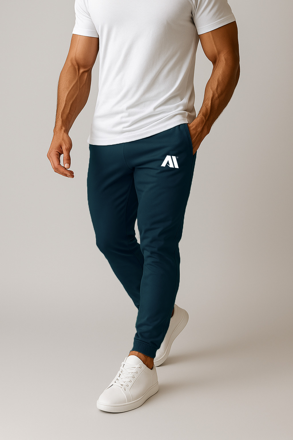 Men's sea green poly lycra track pants