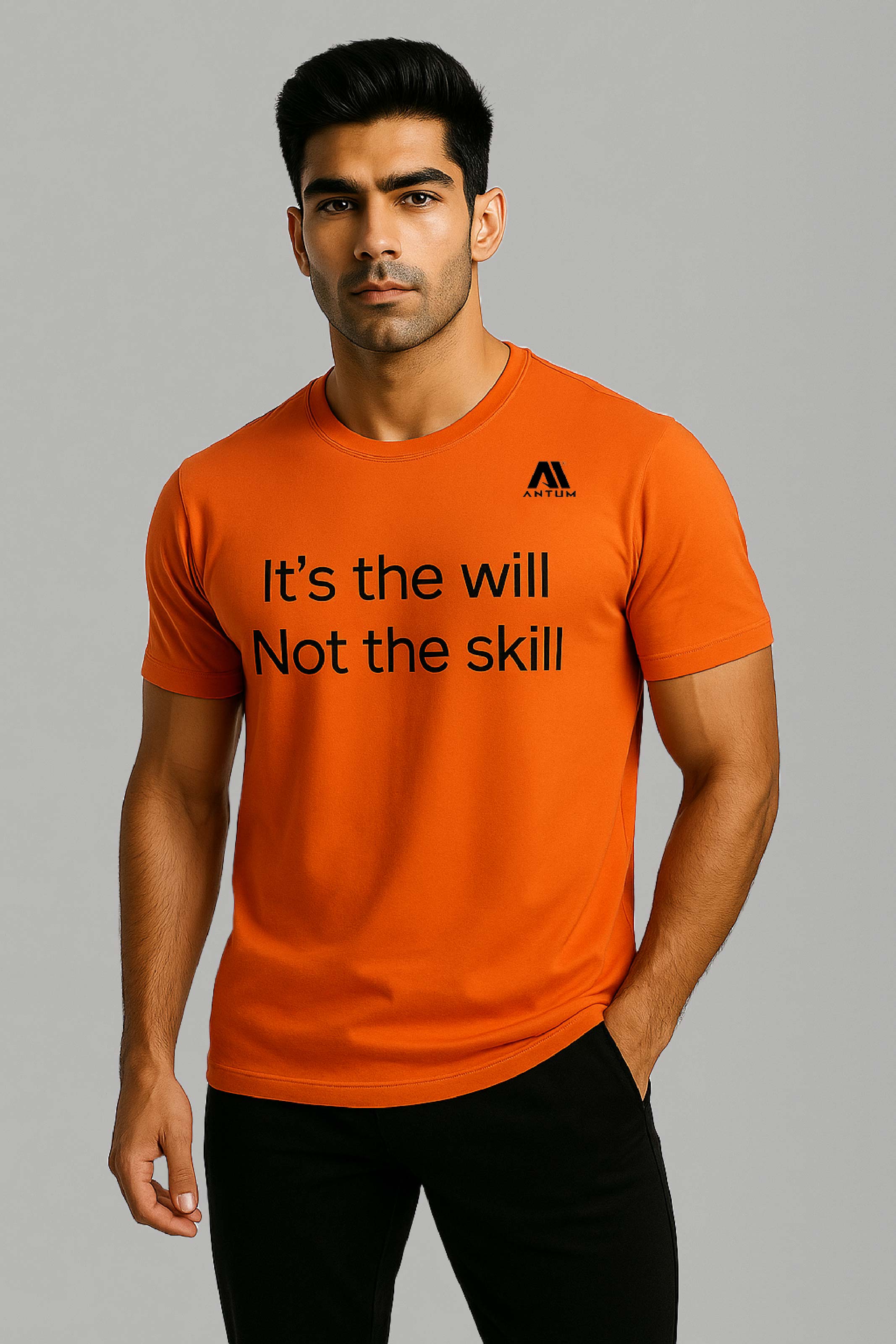 Men’s orange dryfit comfort fit quote T-shirt