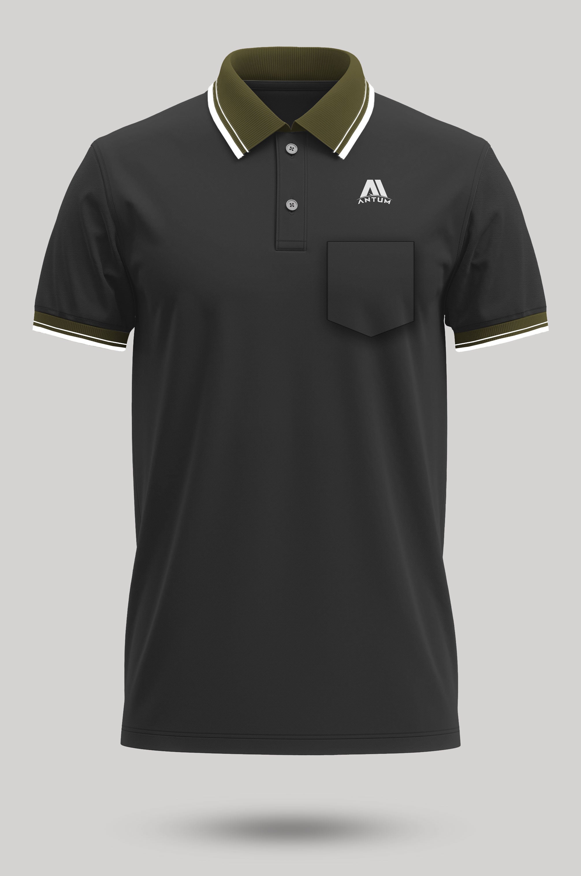 Men's greyish cotton polo T-shirt