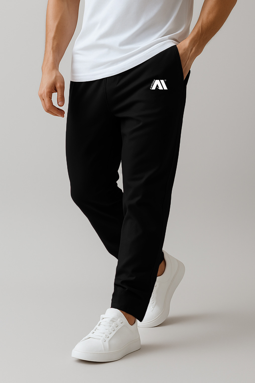 Men's jet black loose dryfit joggers