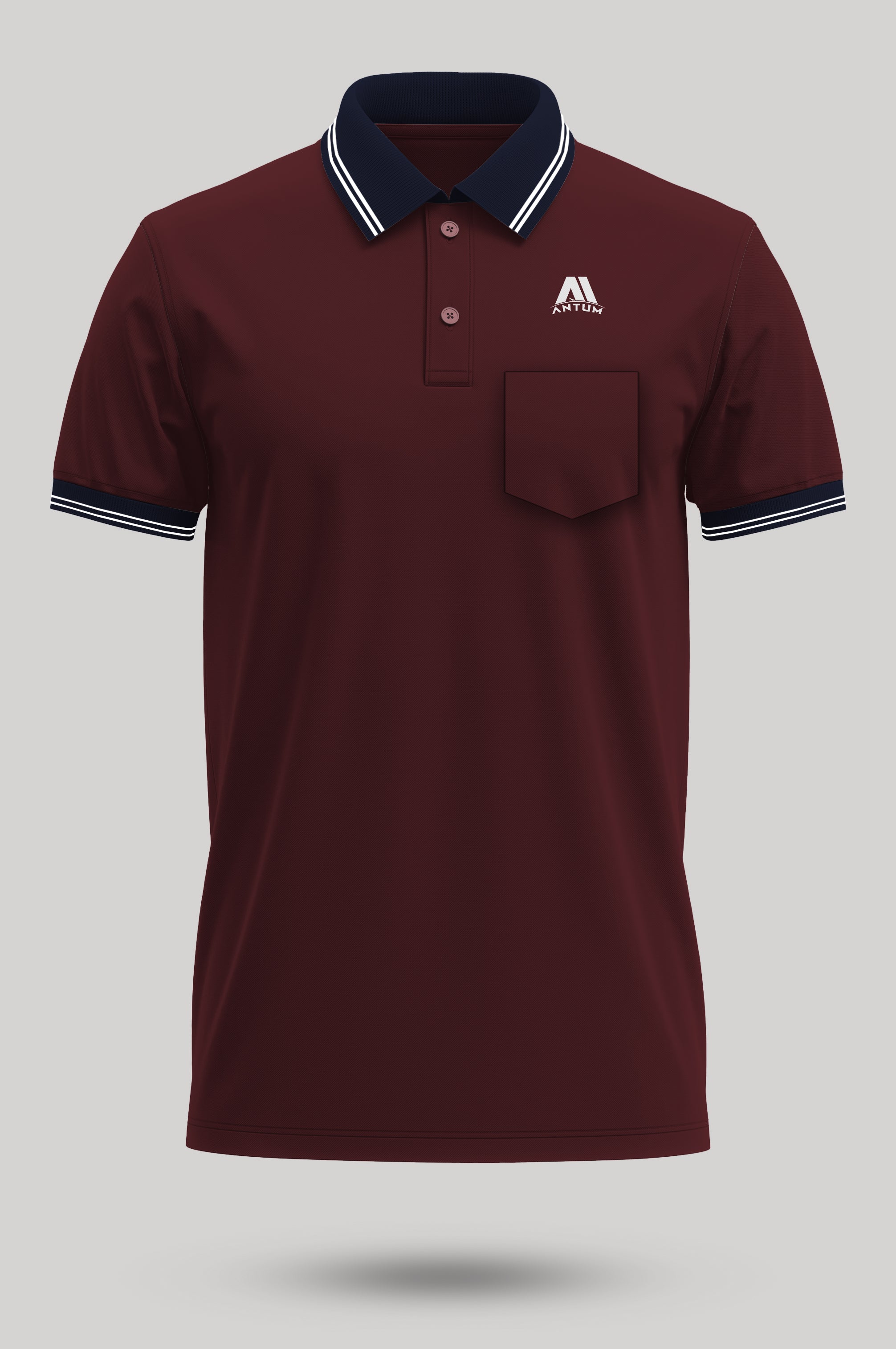 Men's dark maroon cotton polo T-shirt
