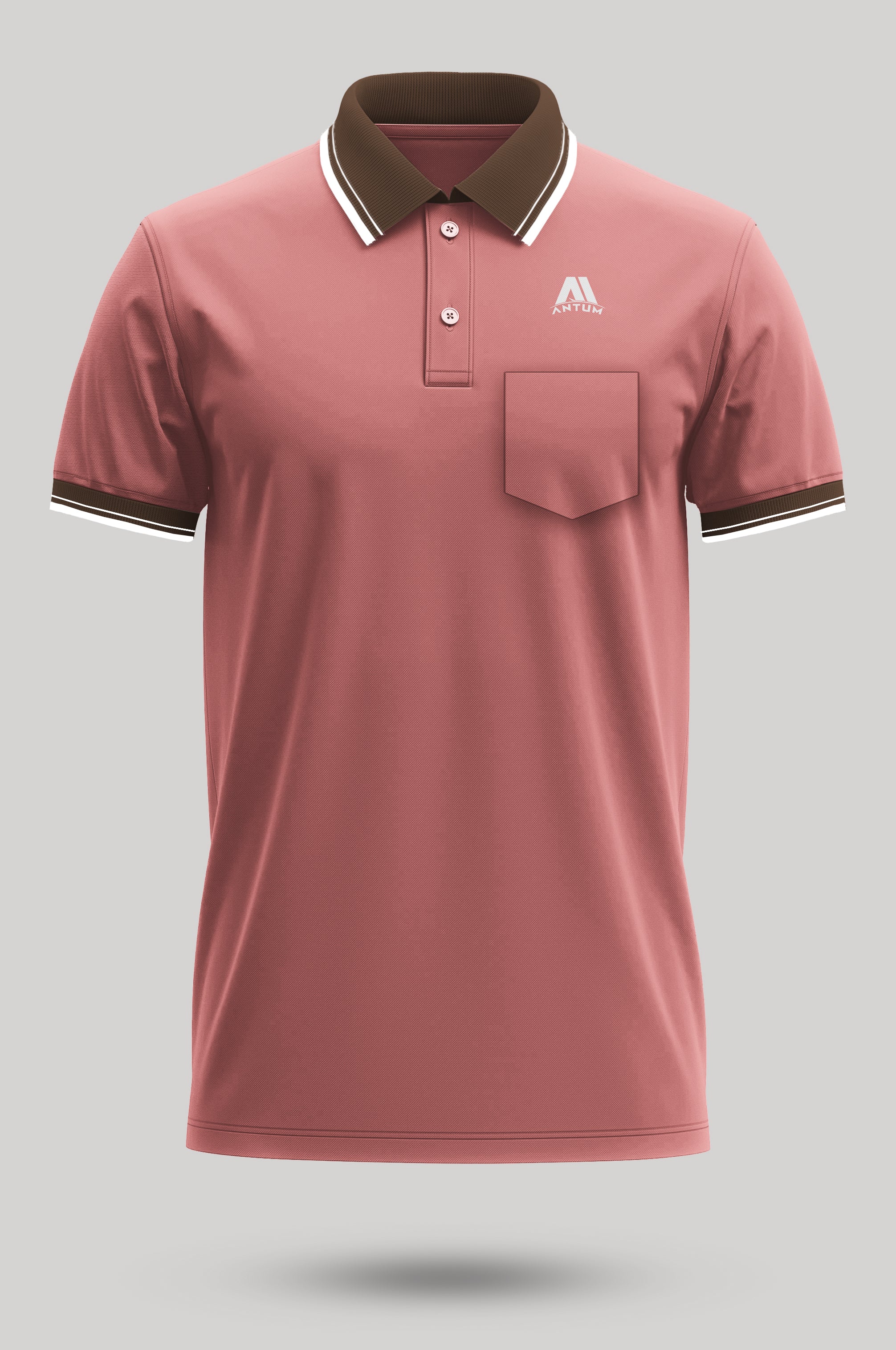 Men's peach cotton polo T-shirt
