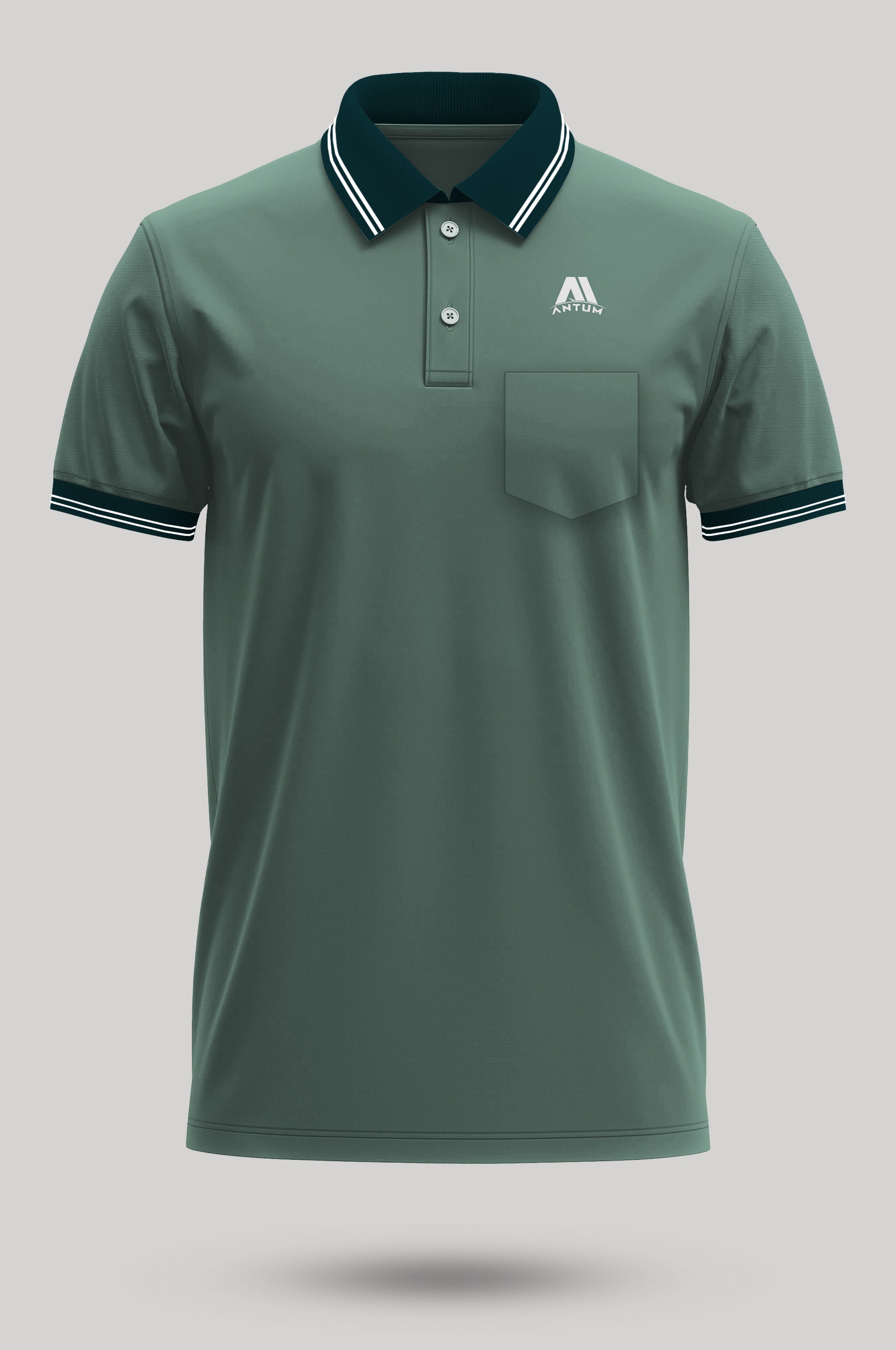 Men's pista green cotton polo T-shirt