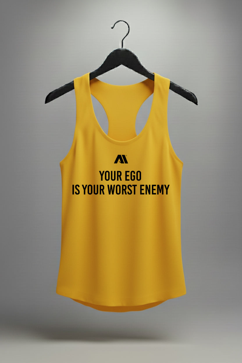 Turmeric Yellow Colour Dryfit Stringer (Quotes: Your Ego) – Antum Apparels